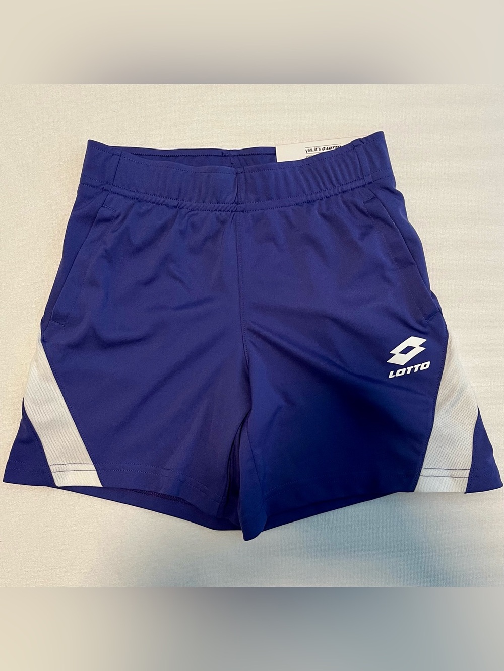 Lotto Boys / Unisex XS 6-7 Soccer Athletic Gym Shorts Purple & White w/ Pockets